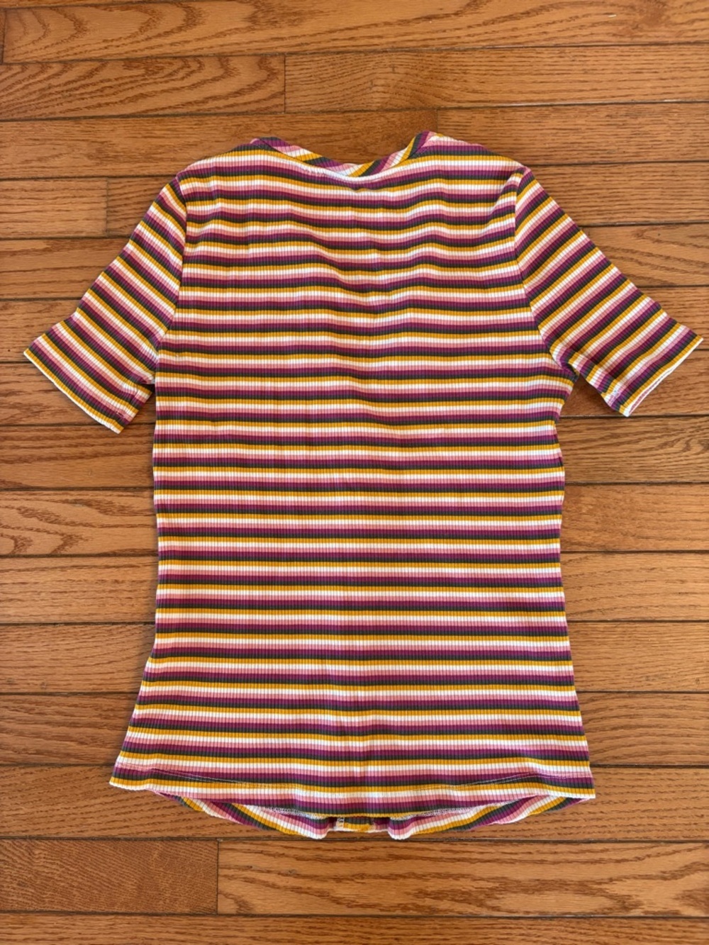 Anthropologie Maeve striped ribbed button up tee size medium - Picture 3 of 5